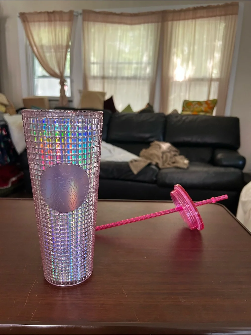 Starbucks 2022 pink kaleidoscope cold drink Tumblr with straw, 24 ounces/venti